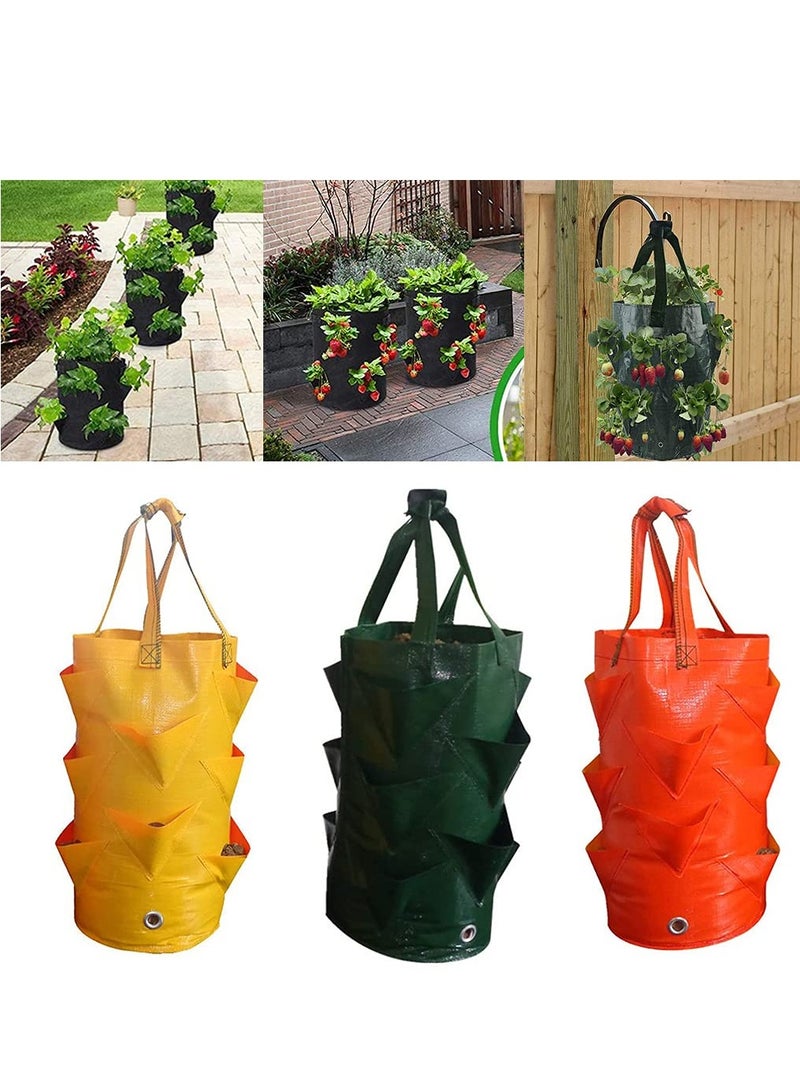 3 Pcs Hanging Planter Bag with Handles Hanging Strawberry Planting Planter Strawberry Grow Bags Portable Grow Planter to Grow Vegetables and Fruit - Image 1